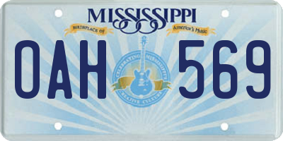 MS license plate OAH569