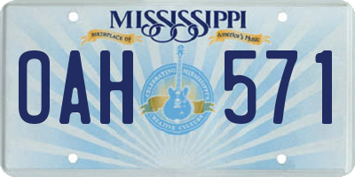 MS license plate OAH571