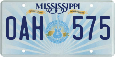 MS license plate OAH575