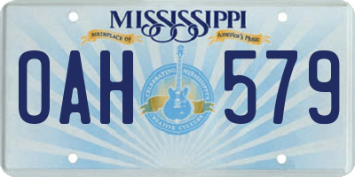 MS license plate OAH579
