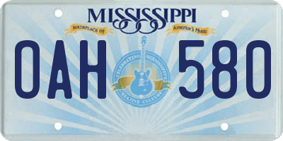 MS license plate OAH580