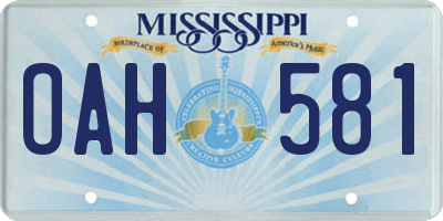 MS license plate OAH581