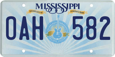 MS license plate OAH582