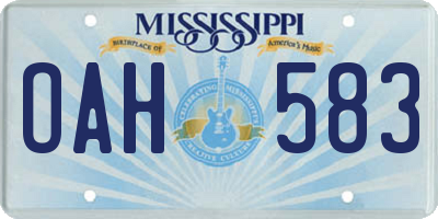 MS license plate OAH583