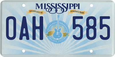 MS license plate OAH585