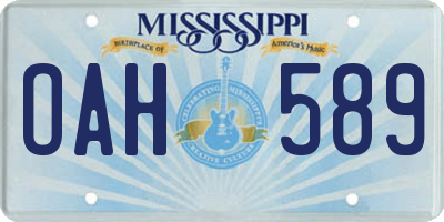 MS license plate OAH589