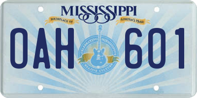 MS license plate OAH601