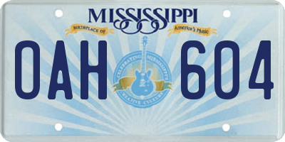 MS license plate OAH604