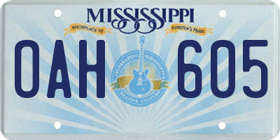 MS license plate OAH605