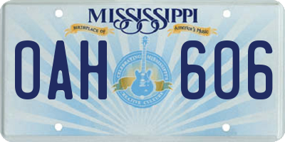 MS license plate OAH606