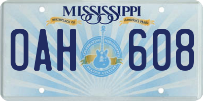 MS license plate OAH608