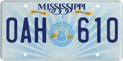 MS license plate OAH610