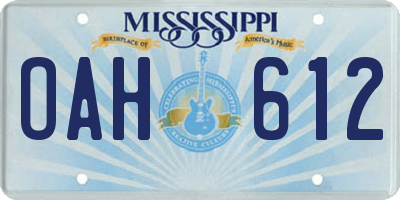 MS license plate OAH612