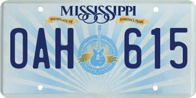 MS license plate OAH615