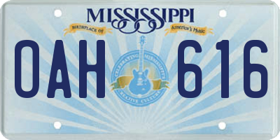 MS license plate OAH616
