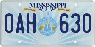 MS license plate OAH630