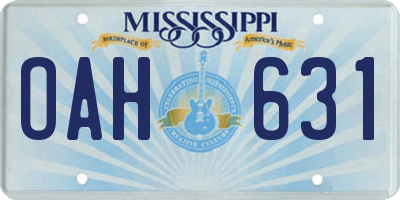 MS license plate OAH631