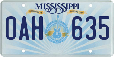 MS license plate OAH635