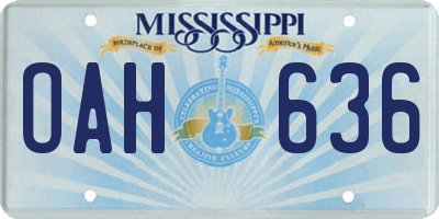 MS license plate OAH636