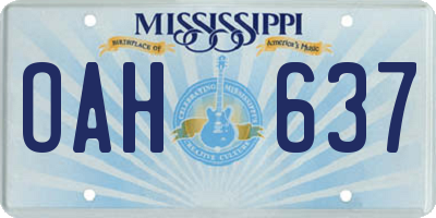 MS license plate OAH637