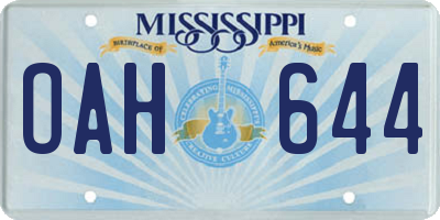 MS license plate OAH644