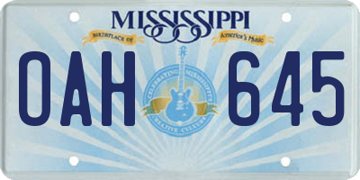 MS license plate OAH645