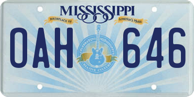 MS license plate OAH646