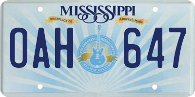 MS license plate OAH647