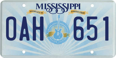 MS license plate OAH651
