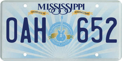 MS license plate OAH652