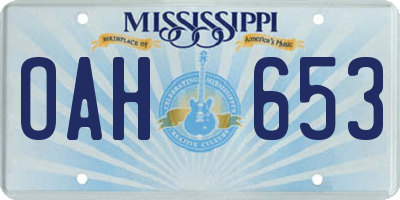 MS license plate OAH653