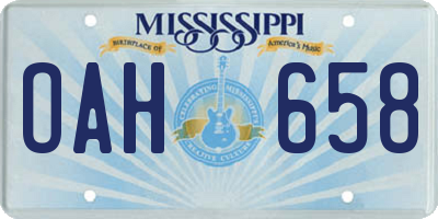 MS license plate OAH658