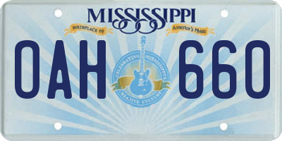 MS license plate OAH660