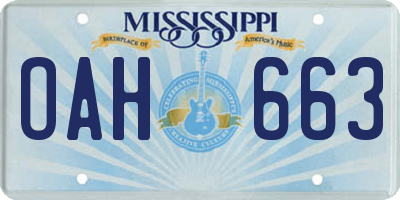 MS license plate OAH663