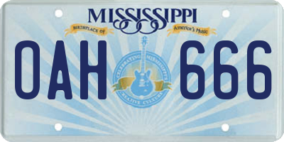 MS license plate OAH666