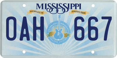 MS license plate OAH667