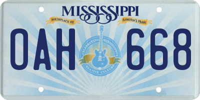 MS license plate OAH668