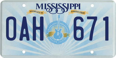 MS license plate OAH671