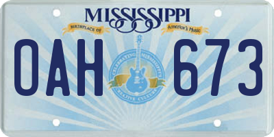 MS license plate OAH673