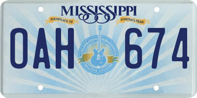 MS license plate OAH674