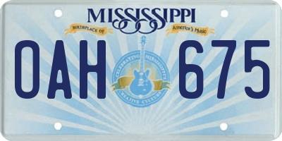 MS license plate OAH675