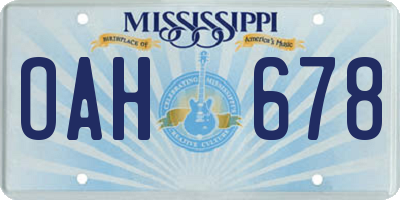MS license plate OAH678