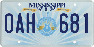 MS license plate OAH681