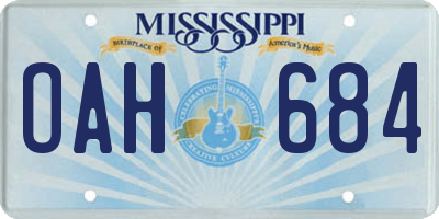 MS license plate OAH684