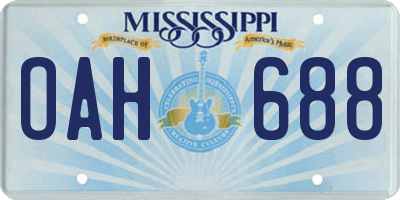 MS license plate OAH688
