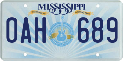 MS license plate OAH689