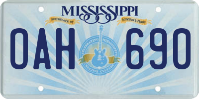 MS license plate OAH690