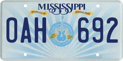 MS license plate OAH692