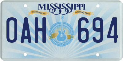 MS license plate OAH694