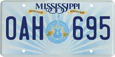 MS license plate OAH695